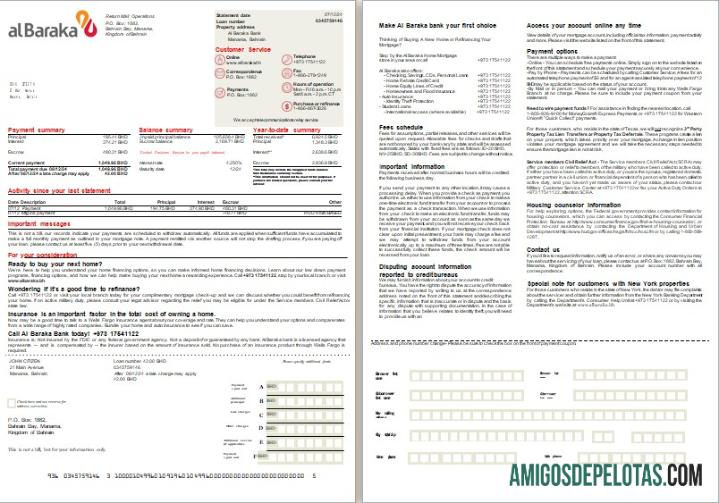 Extrato de hipoteca do Bahrain Al Baraka Bank, 2 páginas, 1 2 Scr modelo